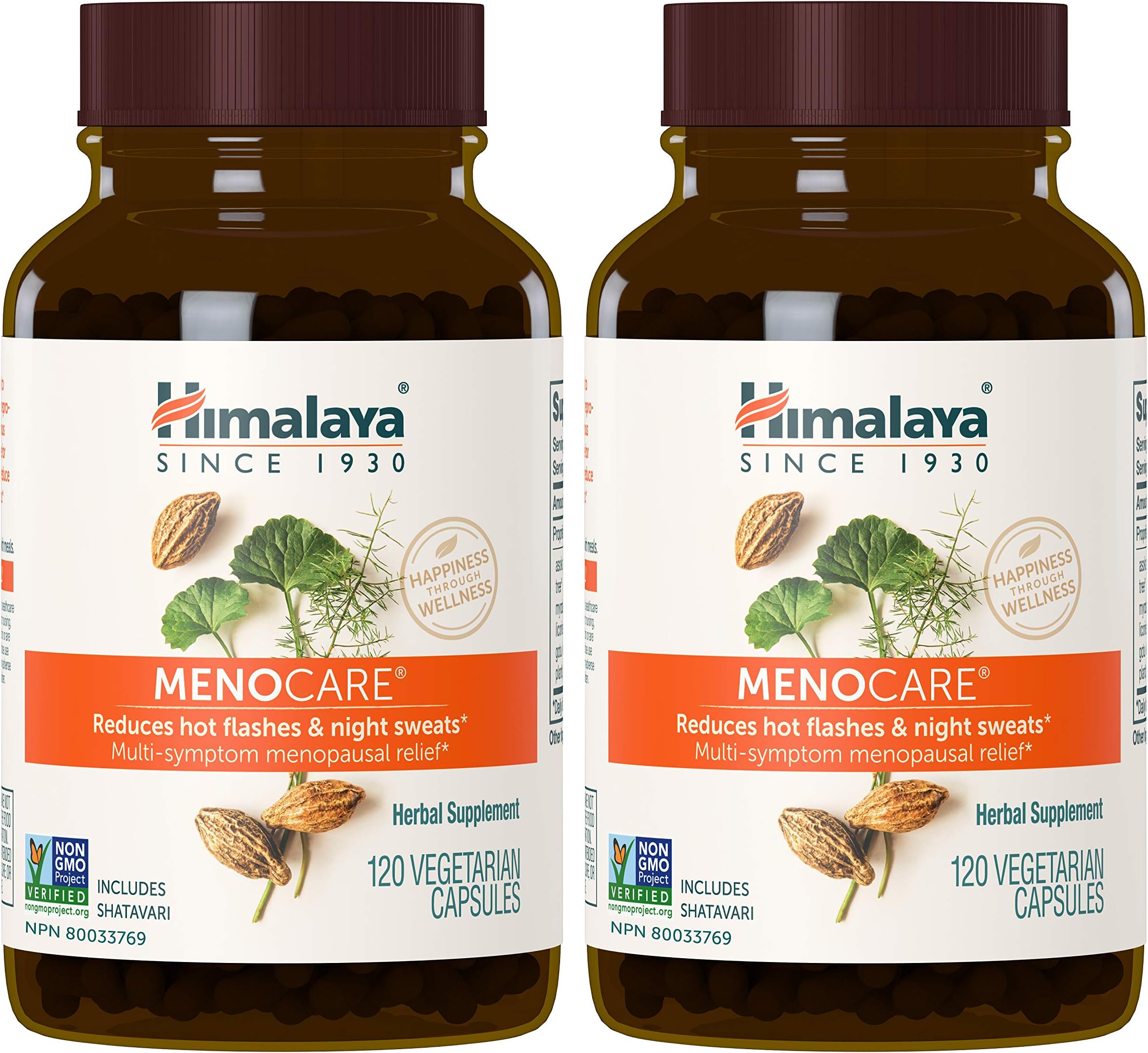 Himalaya MenoCare for Hot Flashes, Night Sweats & Menopause Relief, 800 mg, 120 Capsules, 2 Month Supply, 2 Pack