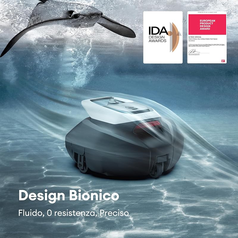 Pooleco 10 Robot Piscina Senza Fili, 90 Minuti Autonomia Robot Per Piscina Intelligente, Parcheggio Automatico, Doppio Motore per Piscine Fuori Terra da 80 ㎡