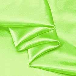 NSGZ Lime Green Satin Fabric by The Yard, 2 Yards