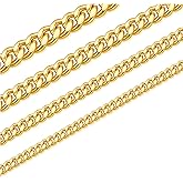 Monily Stainless Steel Mens Cuban Link Chain Silver 18K Gold Chain for Men Hip Hop Mens Jewelry