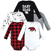 Hudson Baby baby-boys Cotton Long-sleeve Bodysuits 5-pack