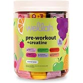 Wellah Pre-Workout + Creatine (Variety Pack) 20 Stick Packs, 6 Flavors | 20 Servings, 3 Grams of Creatine Monohydrate Per Serving