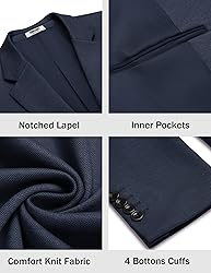 COOFANDY Men Stretch Knitted Blazer Jacket Slim Fit