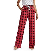 SEVEGO Tall Women's 32"/34"/36" Inseam Flannel Pajama Pants Stretch Drawstring Waist Lounge Sleep Bottoms with Pockets