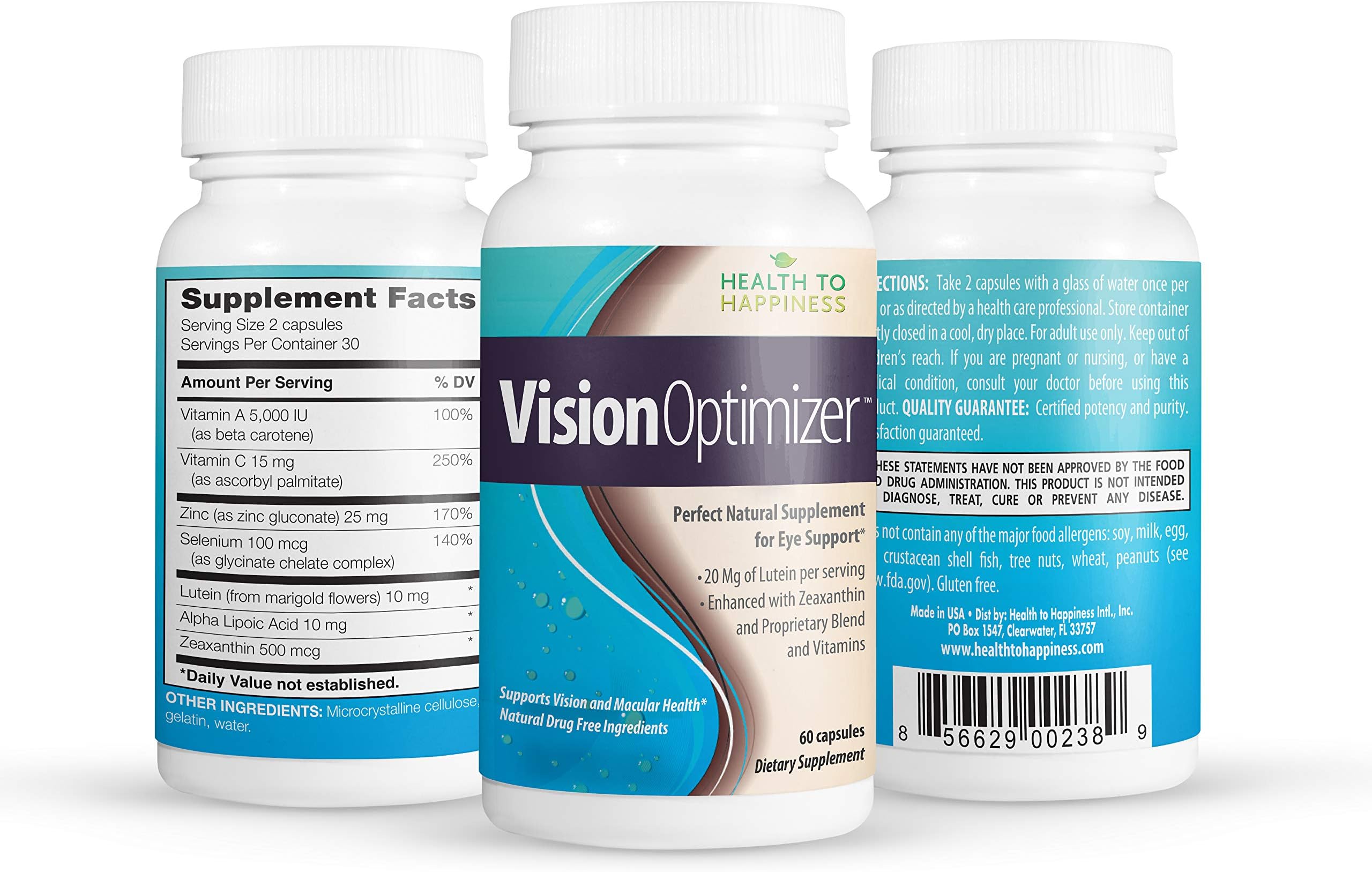 Vision Optimizer with Lutein Zeaxanthin, Alpha Lipoic Acid, Zinc, Selenium, Vitamin A (as beta carotene) and Vitamin C for optimal results