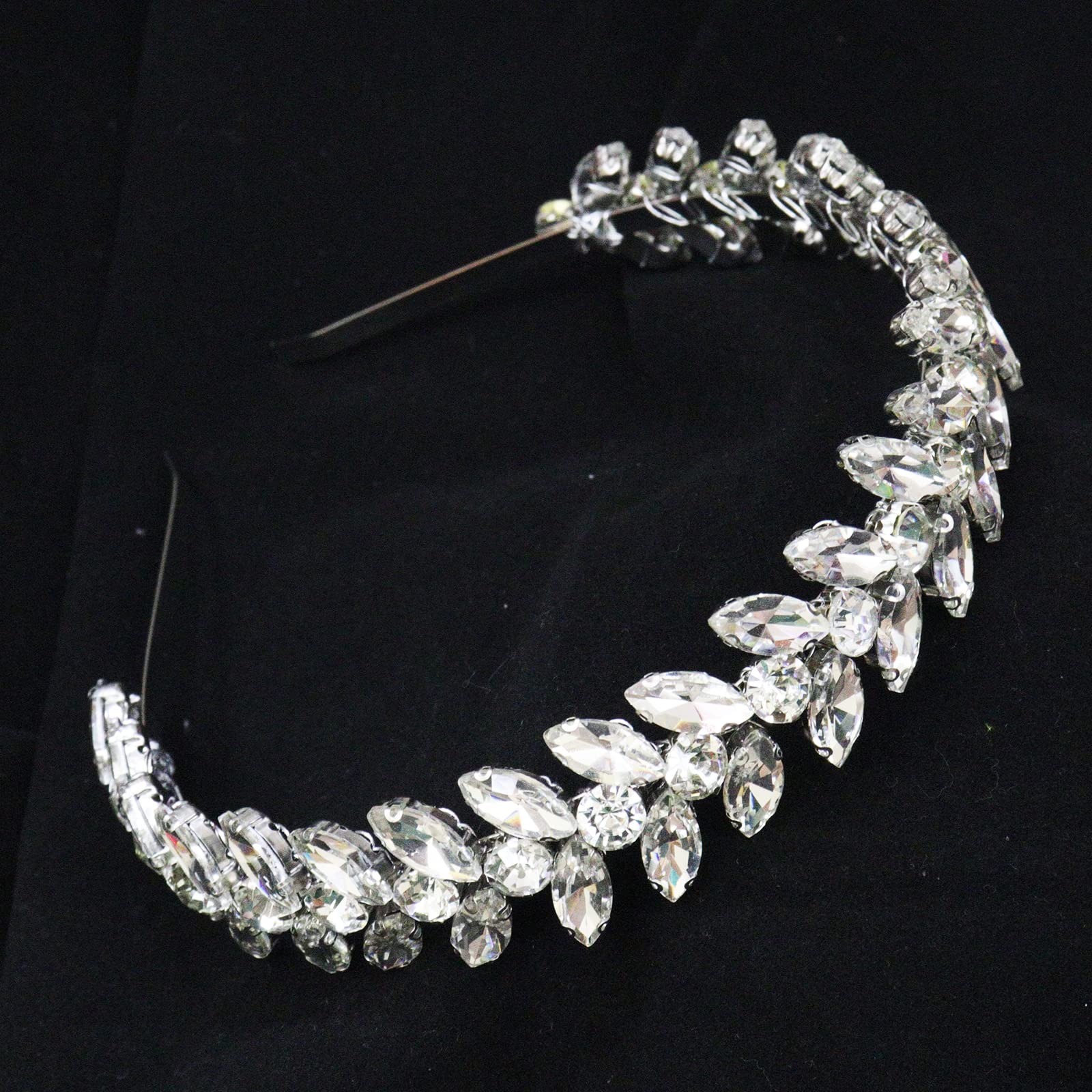 Photo 1 of (xs) Brihasory Green Rhinestone Headband Wedding Hair Accessories for Brides Tiaras for Women and Girls Goddess Costume Hair Decoration Party Prom Bridesmaid Gifts(Silver)