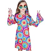 KalcyKizz Girl's 60s 70s Flower Hippie Costume Fancy Dress