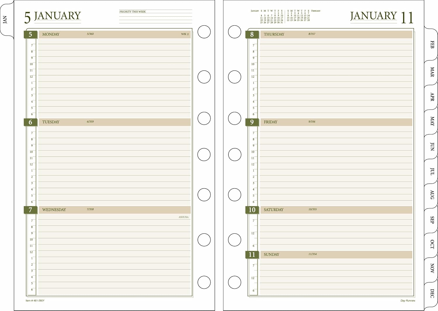 Day Runner 2014 Weekly Planner Refill, 3.75 x 6.75 Inches
