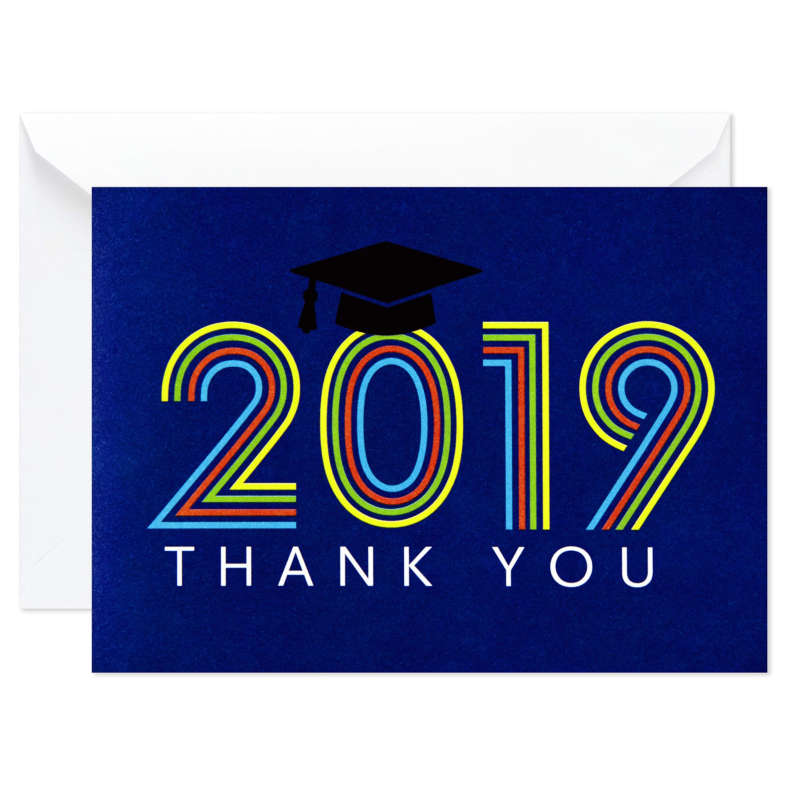 Hallmark Graduation Congratulations Medium Gift Bag with Tissue Paper (Metallic and Black 2017, 10.47 Inches Wide by 13 Inches Tall) End Blue and Luminous Thank You.