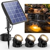 POPOSOAP 3-in-1 Solar Pond Lights, Warm White Underwater Pond Lights, IP68 Waterproof LED Fountain Lights for for Pond, Fountain, Pool Waterfall Decoration Garden Patio (3 Lights)-P63H