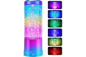 TNOIE Rainbow Night Light, Glitter Lamp with Automatic Color Changing, Novelty Mood Lighting Party Room Decor for Girls Boys Adults Kids Birthday Gifts