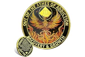 Leafence Phoenix Recovery Coin with Serenity Prayer Commemorative Addiction Recovery Medallion Sobriety Coin NA AA Chips Challenge Coin Narcotics Alcoholics Anonymous (Phoenix Recovery, 3 Years)