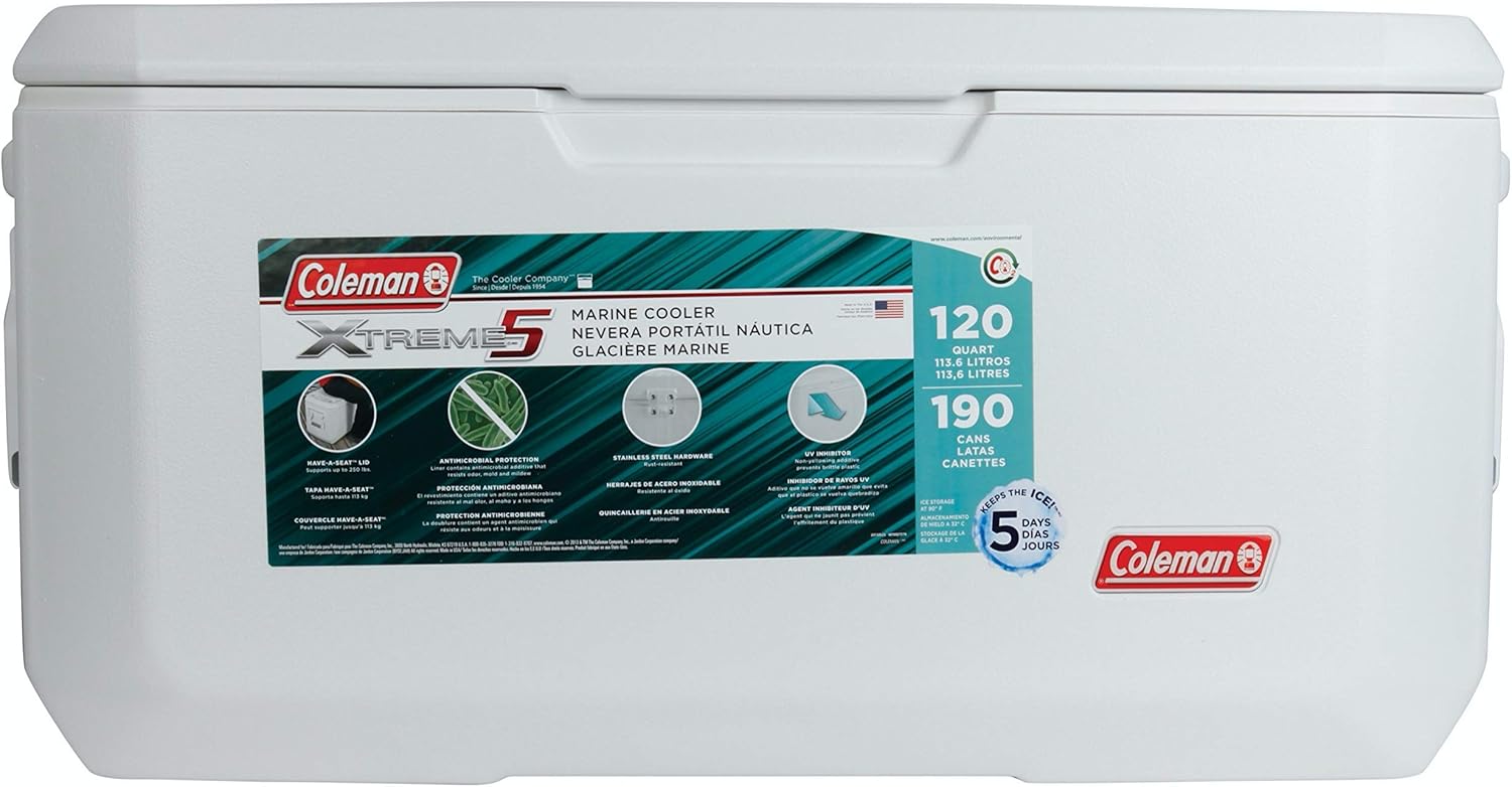 Coleman Coastal Xtreme Series Marine Portable Cooler , White, 70 Quart: Sports & Outdoors