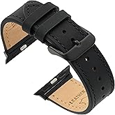 Benchmark Leather Watch Band Compatible for Apple Watch Band 45mm, 44mm, 42mm, 41mm, 40mm, 38mm - Crazy Horse Leather Strap for iWatch Series 9 8 7 SE 6 5 4 3 2 1