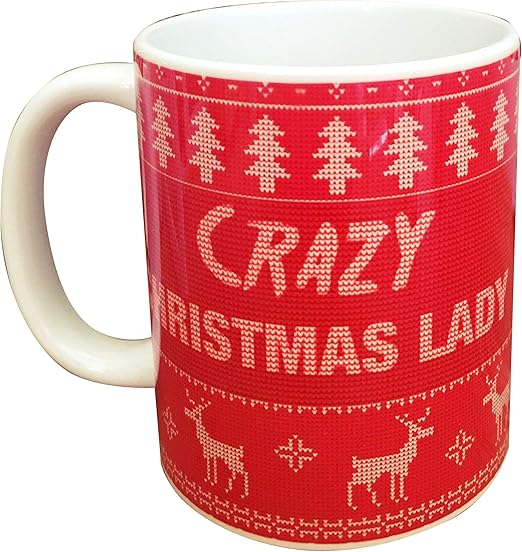 crazy christmas lady mug