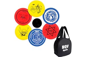 NQV Disc Golf Set,Disc Golf Starter Set-6 Pack Driver, Mid-Range and Putter Discs with Disc Golf Bag for Outdoor and Backyard(Black Bag), Medium