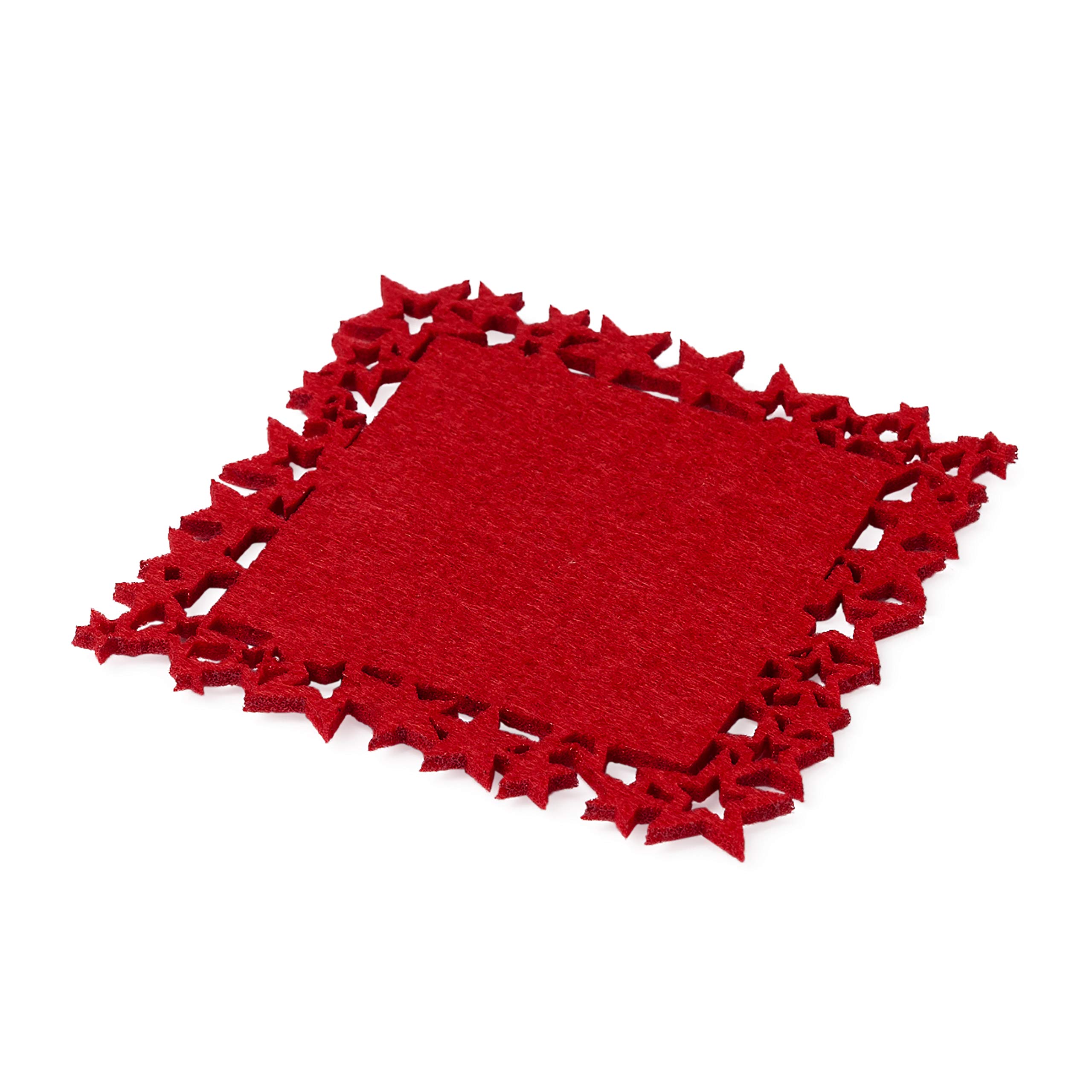 Mopec NA472 Red Felt Coasters, 10 x 10 cm, Pack of 6