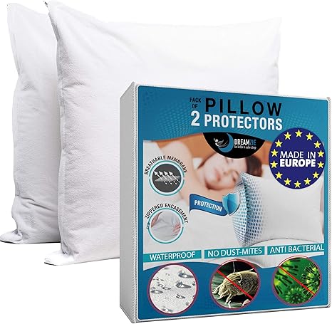 Dreamzie Kissenbezug Wasserdichter 50 X 80 Cm 100 Baumwolle Stoff Oeko Tex Zertifiziert 2 Stuck Kissenschoner Mit Reissverschluss Atmungsaktiv Hypoallergen Anti Milben Antibakteriell Amazon De Kuche Haushalt