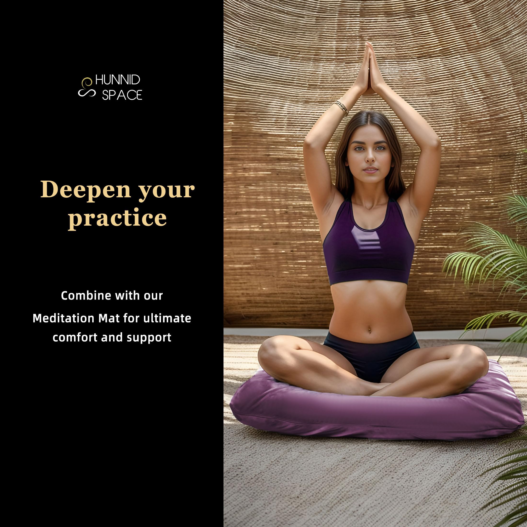 hunnidspace Meditation Cushion with Washable Premium Velvet Cover,100% Memory Foam Square Floor Cushion and Buckwheat Cushion Seating for Adults and Children Sitting, Yoga, Reading - Image 6