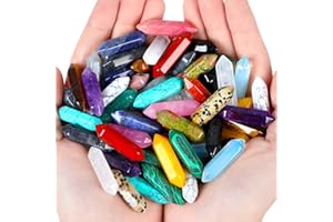 ZHIYUXI 72 Pcs Crystals and Healing Stones Crystal Wands Bulk Crystals and Stones Gemstones Wholesale Hexagonal Pointed Crystal Set Reiki Energy Balancing Meditation DIY Decor Gifts