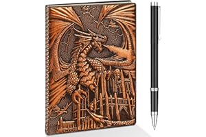 WUNHUNEW DND Dragon Journal Notebook, 3D Dragon Embossed Notebook with Pen for Dungeons and Dragons/D&D, Great RPG Accessories Nerdy Gifts for DM's & Players, 200 Pages A5 Leather Notepad for Men & Women