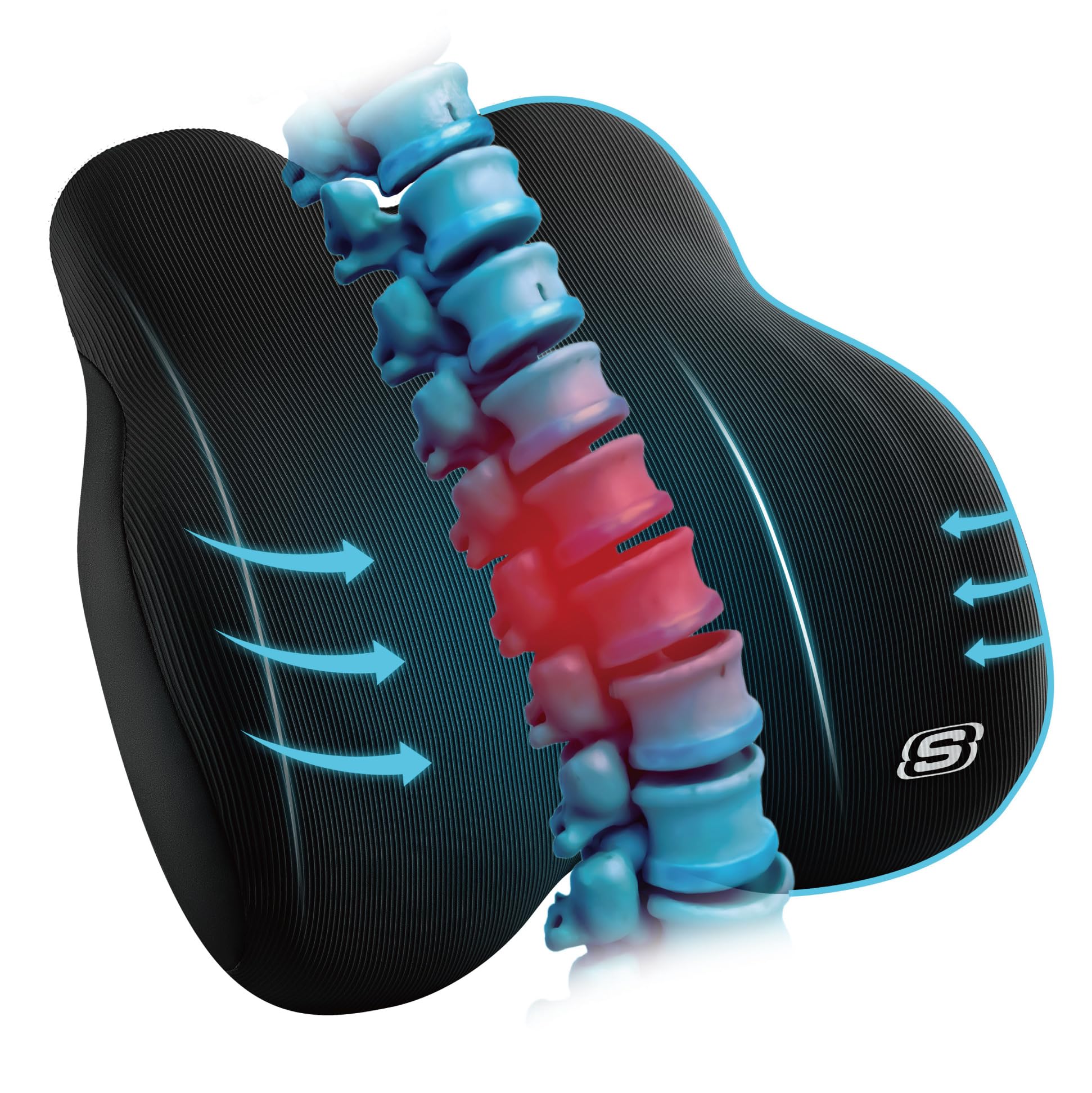 Photo 1 of Skechers Memory Foam Lumbar Pillow,Lumbar Support Pillow for Office, Chair Lower Back Pain Relief Lumbar Pillow, Ergonomic Design Back Support Pillow for Office Chair, Car, Home, Travel,Black