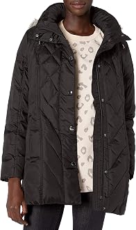 Diamond Quilted Down Coat 