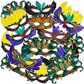 Bedwina Bulk Mardi Gras Masks 12/50/300Pcs - Carnival Masquerade for Women, Men, Kids Party Costume, Mardi Gras Decorations