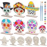 CroBlissful 24 Sets Sugar Skulls to Paint Day of the Dead Table Decorations | Wooden Dia De Los Muertos Crafts, Day of the Dead Art Projects, Sugar Skeleton Mexican Festival Decor Set for DIY Painting