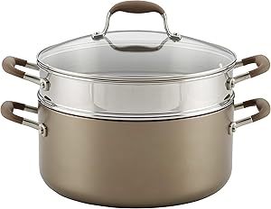 Anolon Advanced Umber Dutch Oven with Steamer Insert and Lid, 3 Piece, Light Brown