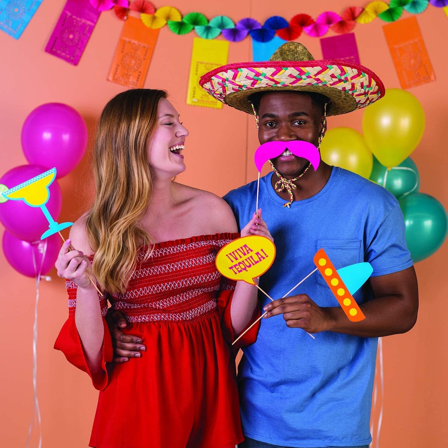 4 Sombrero Party Hats for Adults [4 Pack] With Chinstrap - for Fiesta Cinco De Mayo Party Supplies, Adult Mexican Serape Mariachi Costume Mexican Straw Sombrero Hat, Taco Tuesday, by 4E's Novelty: Clothing