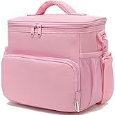 GYEUKHAM Insulated Lunch Bag for Adult/Women/Men, Reusable Large Lunch Box Cooler Soft Leakproof Tote, Thermal Meal Prep Lunch Pail with Adjustable Shoulder Strap for Picnic/Travel/Office,Pink