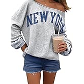 Remidoo Womens Off Shoulder Sweatshirt Drop Shoulder Oversized Long Sleeve Pullover Top