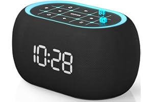 ANJANK Alarm Clock FM Radio with Bluetooth Speaker, Hi-Fi Stereo Sound, 7-Clolor Night Light, 8 Wake Up Sounds, 0-100% Dimmer, 30-Level Volume, Small Digital LED Clock with Auto Time Sync for Bedroom