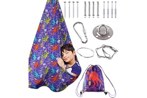 GROPECAN Therapy Sensory Swing for Kids, Indoor Outdoor Special Needs Cuddle Snuggle Swings, Room Ceiling Lycra Fabric Dinosaur Hammock, Gift for Children Boys ADHD, Autism, Aspergers, Sensory Integration