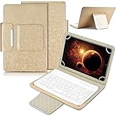 DETUOSI Universal 8.0 inch Android Tablet Case with Keyboard, Removable Wireless Bluetooth Keyboard + PU Leather Folio Book Cover + Stand, Travel Portable Sleeve for iOS/Android/Windows System Tablet