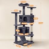 Yaheetech 138.5cm Cat Tree Tower with Condos & Ladder Dark Grey view 6