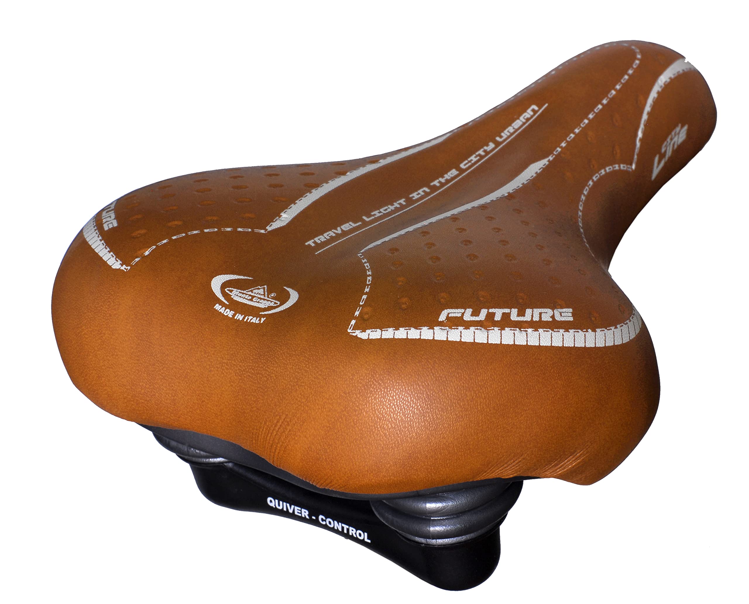 Selle Montegrappa Bicycle Seat, Future Lady 1900 Saddle with Elastomers, Light Brown for City Bike use
