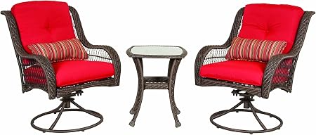 Amazon Com La Z Boy Outdoor Bella Vista Patio Bistro Set Wicker Red 3 Piece Outdoor And Patio Furniture Sets Garden Outdoor