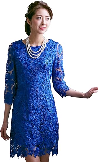 Amazon 総レース ワンピース パーティードレス 大きいサイズ 結婚式 フォーマル Yimo003 L カーキ パーティードレス 通販