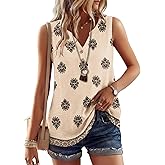 Micoson Tank Tops for Women 2026 Summer Casual V Neck Sleeveless Tops Loose Flowy Button Down Boho Tshirt