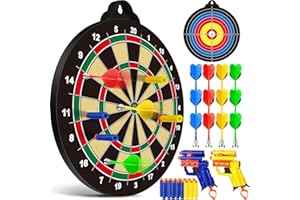 OleFun Dart Board Toys for Boys Age 8-12, 2 in 1 Magnetic Double Sided Dartboard, Indoor and Outdoor Game for Kids, Ideal Birthday, for Age 8, 9, 10, 11, 12 Years Old