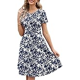 Women's Elegant Vintage Summer Casual Dresses 2026 Floral Print Work Party A-Line Dress with Pockets 262