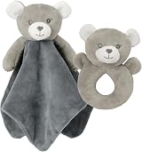 CREVENT Cozy Plush Baby Security Blanket Loveys Bear Handbell Rattle