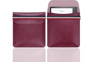 WALNEW 7 Inch E-Reader Sleeve for 7'' Kobo Libra H2O 2019 / Kindle Oasis (10th and 9th Gen, 2019 and 2017 Released) Protective Pouch Insert Sleeve Case Cover Bag, Wine Red