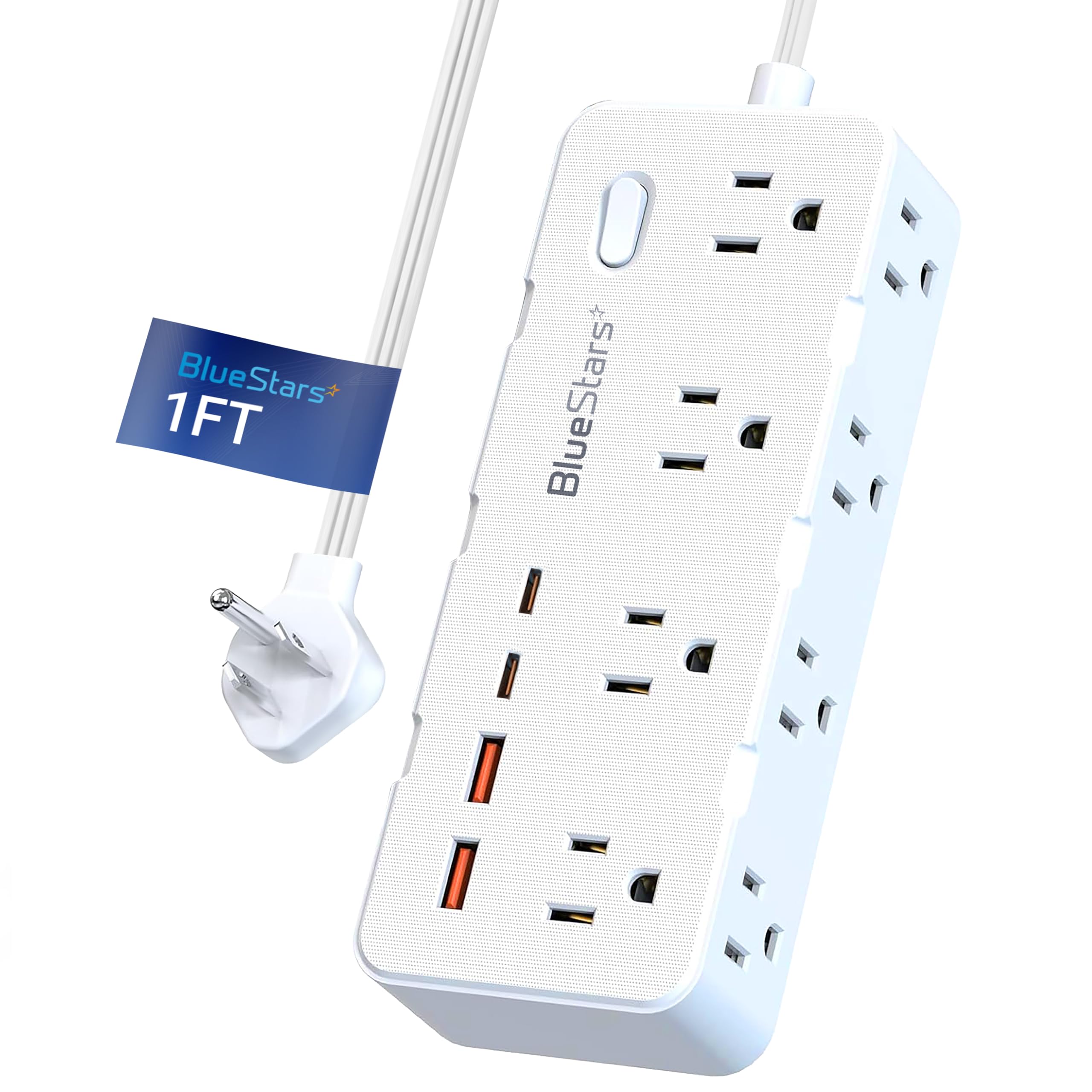 Photo 1 of Short Extension Cord 1Ft - 8 Outlets Power Strip Flat Plug Surge Protector with 4 USB (5V 3.4A 17W), Multi Plug Wall Outlet Splitter, Desk Charging Station for Home Office Dorm Collages