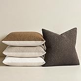 Topfinel Pack of 4 Decorative Textured Boucle Throw Pillow Covers 18x18 Inch Gold Brown Accent Solid Pillow Cases Soft Couch Cushion Covers Modern Farmhouse Boho Chair Sofa Bed Livingroom Home Decor