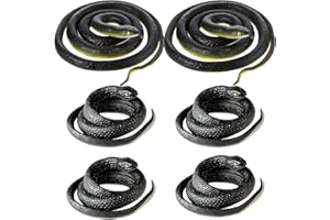 6 Pieces Large Rubber Snakes Realistic Fake Plastic Snake Toys to Keep Birds Away for Garden Props Prank Stuff Halloween Deco