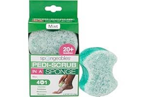 SPONGEABLES Spongables Pedi Scrub Foot Exfoliating 20+ Wash Sponge, Mint, 1 Count