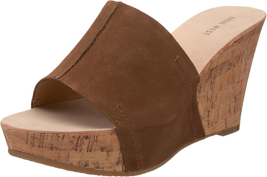 Amazon.com | NINE WEST Women's Ersilia Sandal, Med Brown Suede, 5 M US | Sandals